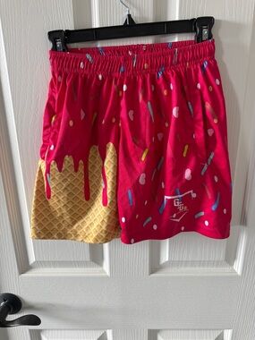 Pink Ice Cream Cone Print Athletic Shorts